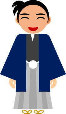 立っている袴姿の男性のイラスト画像