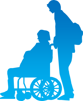 車いすに乗る人のシルエット画像