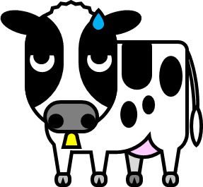 ジト汗をかく牛のイラスト画像