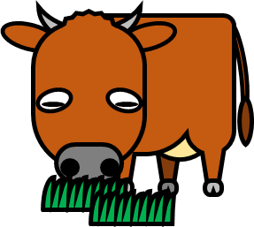 草を食べる牛のイラスト画像