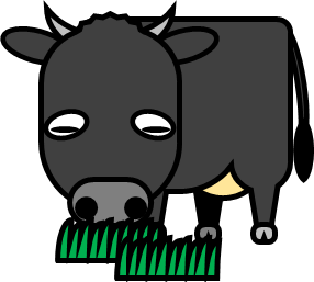 草を食べる牛のイラスト画像