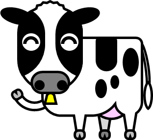 手を上げる牛のイラスト画像