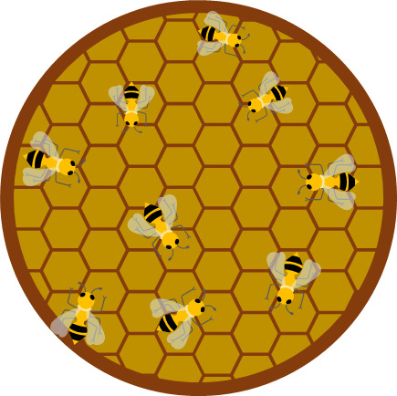 ハチ、巣の群がるハチのイラスト画像