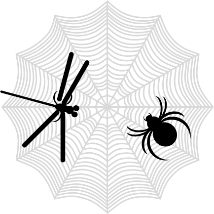 蜘蛛の巣に捕まった昆虫のイラスト画像