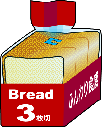 ３枚切りの市販の食パンのイラスト画像