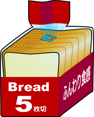 ５枚切りの市販の食パンのイラスト画像