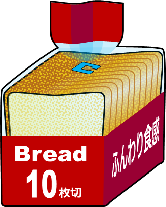 １０枚切りの市販の食パンのイラスト画像