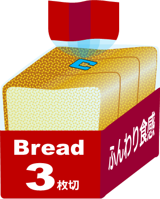 ３枚切りの市販の食パンのイラスト画像