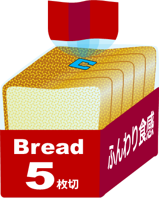 ５枚切りの市販の食パンのイラスト画像