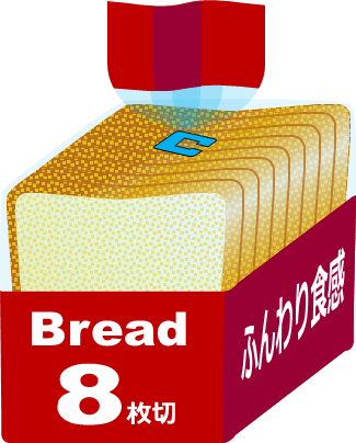 ８枚切りの市販の食パンのイラスト画像
