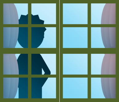 窓に映る人影のイラスト画像