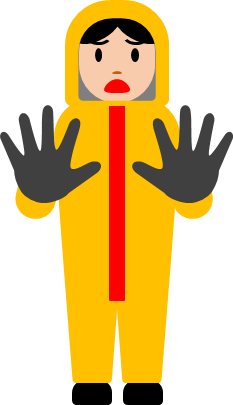 オレンジ色の化学防護服のイラスト画像