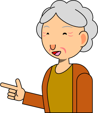 笑いながら小さく指を差すおばあちゃんのイラスト フリー 無料で使えるイラストカット Com