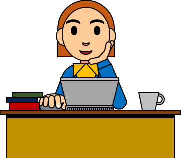 パソコン作業中の女性のイラスト画像