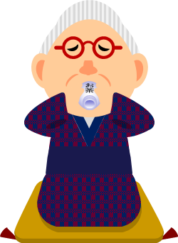 お茶を飲むおばあちゃんのイラスト画像