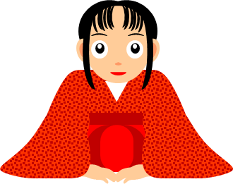 座っている袴姿の女性のイラスト画像