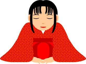 座っている袴姿の女性のイラスト画像