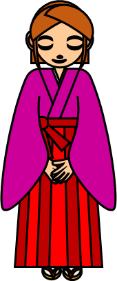 立っている袴姿の女性のイラスト画像