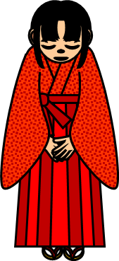立っている袴姿の女性のイラスト画像
