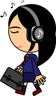 ヘッドホンで音楽を聴く女子高生のイラスト画像