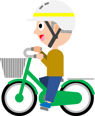 ヘルメットをかぶって自転車に乗る男の子のイラスト画像