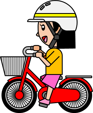 ヘルメットをかぶって自転車に乗る女の子のイラスト画像