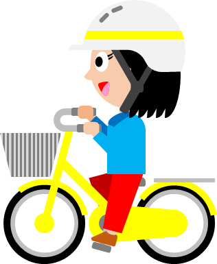 ヘルメットをかぶって自転車に乗る女の子のイラスト画像