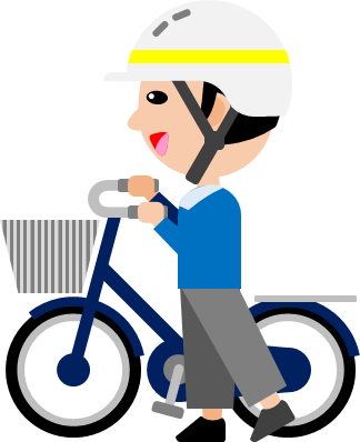 ヘルメットをかぶって自転車をおす男の子のイラスト画像