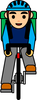 自転車で配達する男性のイラスト、画像