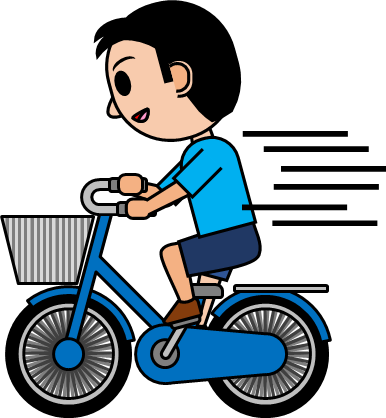 スピードを出して自転車に乗る男の子のイラスト画像