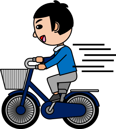 スピードを出して自転車に乗る男の子のイラスト画像