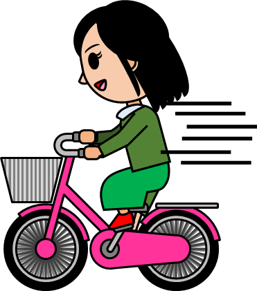 スピードを出して自転車に乗る女の子のイラスト画像