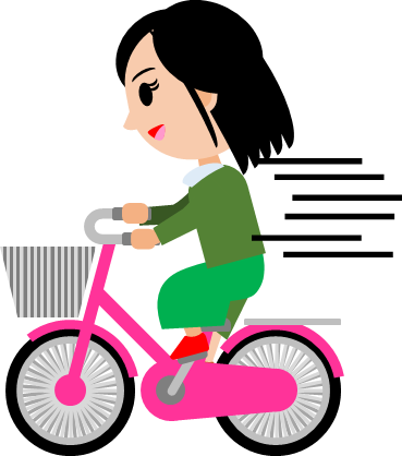 スピードを出して自転車に乗る女の子のイラスト画像