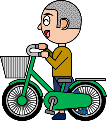 自転車を手で押す男の子のイラスト画像