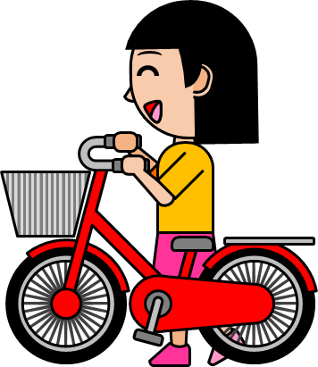 自転車を手で押す女の子のイラスト フリー 無料で使えるイラストカット Com