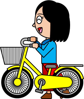 自転車を手で押す女の子のイラスト画像