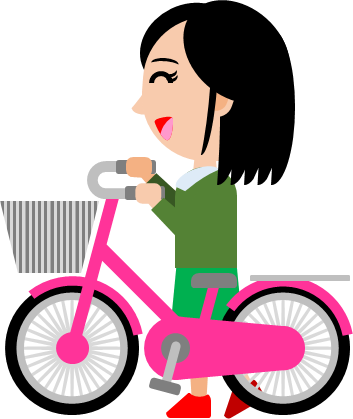 自転車を手で押す女の子のイラスト画像