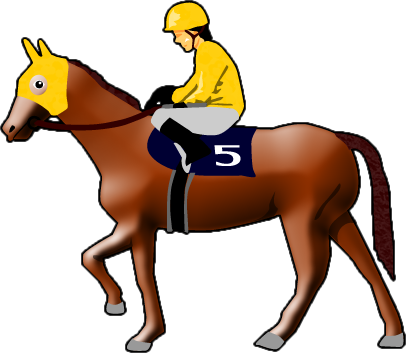 馬に乗っているジョッキーのイラスト画像