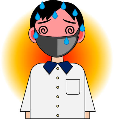 マスクで熱中症気味の男子中高生のイラスト フリー 無料で使えるイラストカット Com