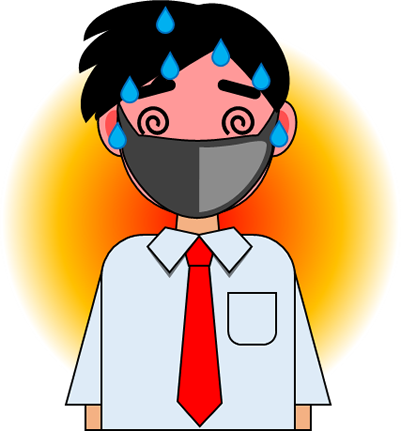 マスクで熱中症気味の男子中高生のイラスト フリー 無料で使えるイラストカット Com