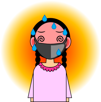 マスクで熱中症気味の子供 女の子のイラスト フリー 無料で使えるイラストカット Com