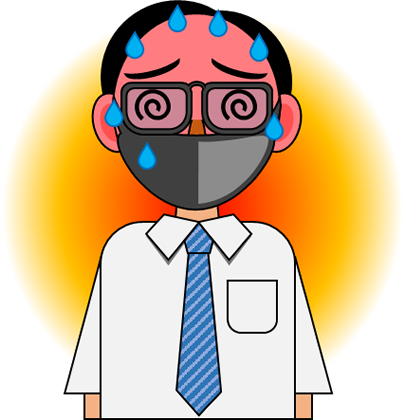マスクで熱中症気味の男性のイラスト フリー 無料で使えるイラストカット Com