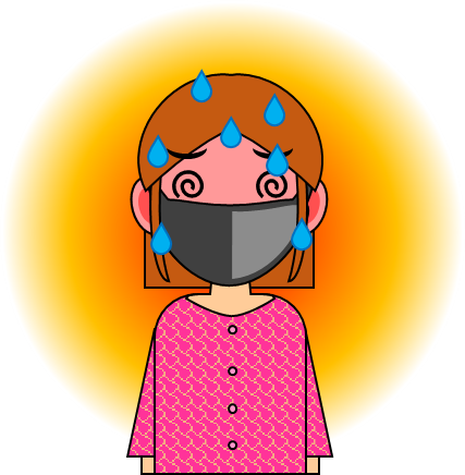 マスクで熱中症気味の女性のイラスト画像