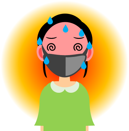 マスクで熱中症気味の女性のイラスト フリー 無料で使えるイラストカット Com