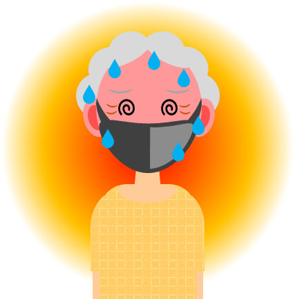 マスクで熱中症気味のおばあちゃんのイラスト画像