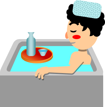 お風呂に入る男性のイラスト画像
