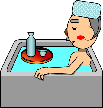 お風呂に入る男性のイラスト画像