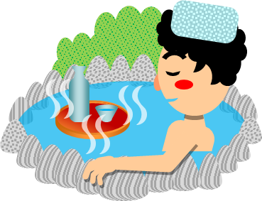温泉に入る 温泉につかる男性のイラスト ページ 2 フリー 無料で使えるイラストカット Com
