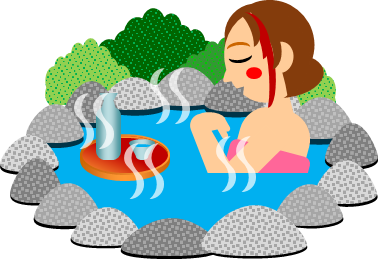 温泉に入る女性のイラスト画像