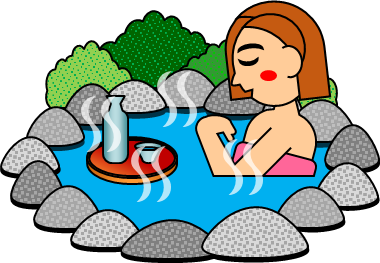 温泉に入る女性のイラスト画像